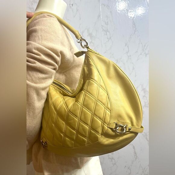 Charles David Yellow Quilted Leather Hobo Bag - Picture 5 of 5